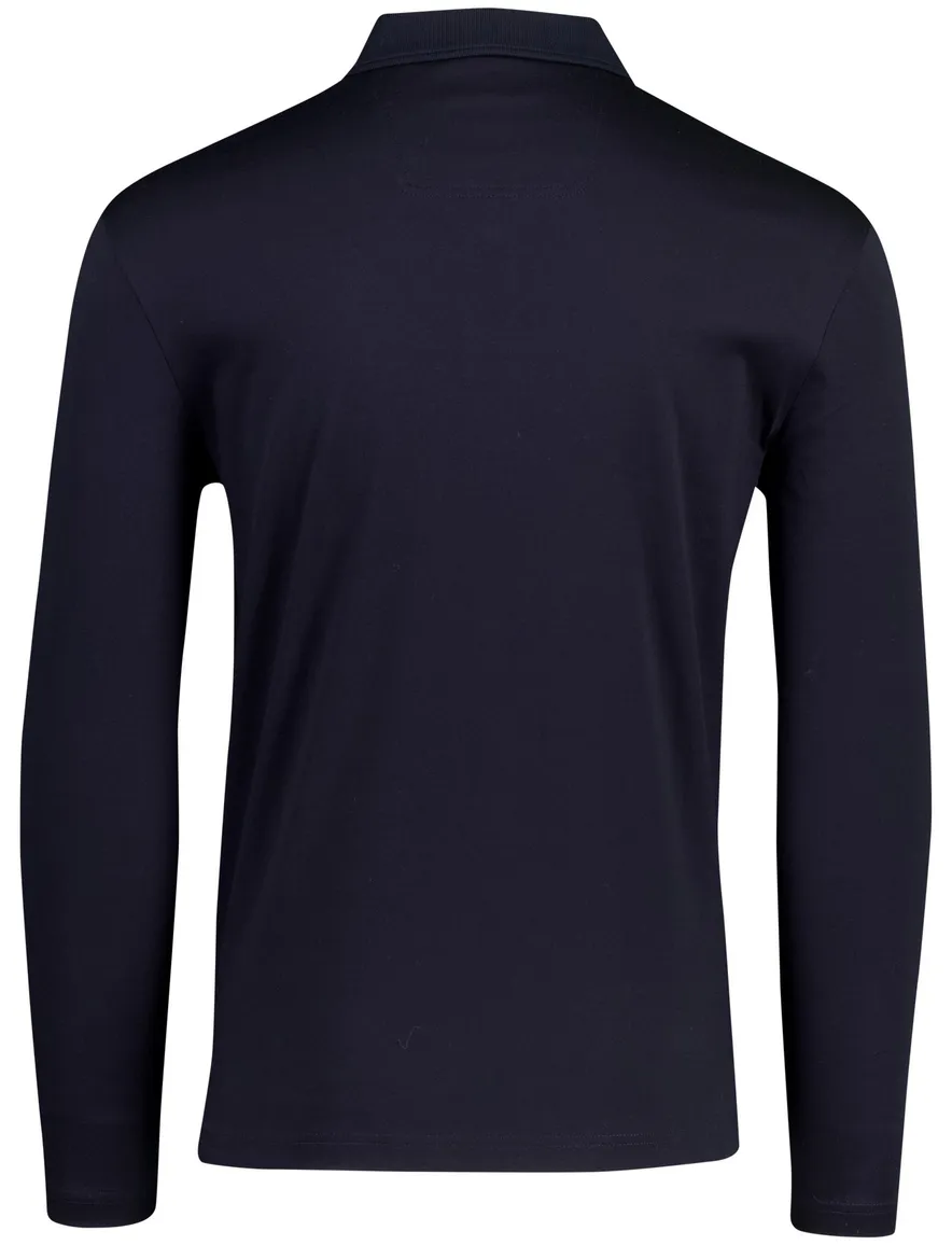 BOSS Green Pirol donkerblauw polo effen lange mouw