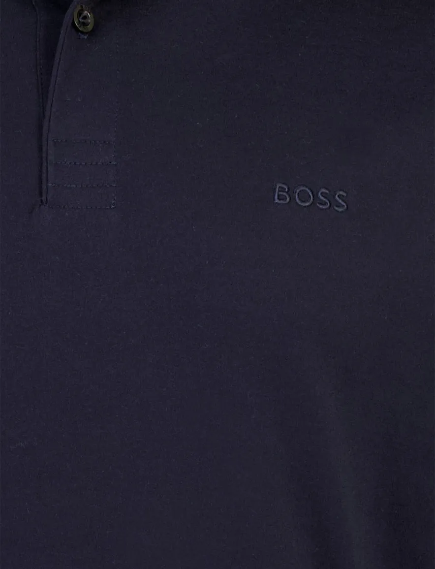 BOSS Green Pirol donkerblauw polo effen lange mouw