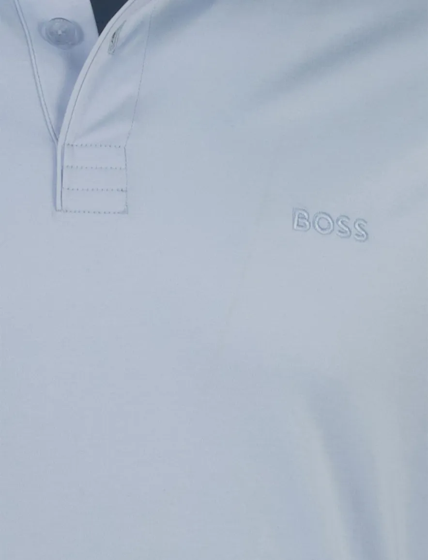BOSS Green Pirol polo lichtblauw effen lange mouw