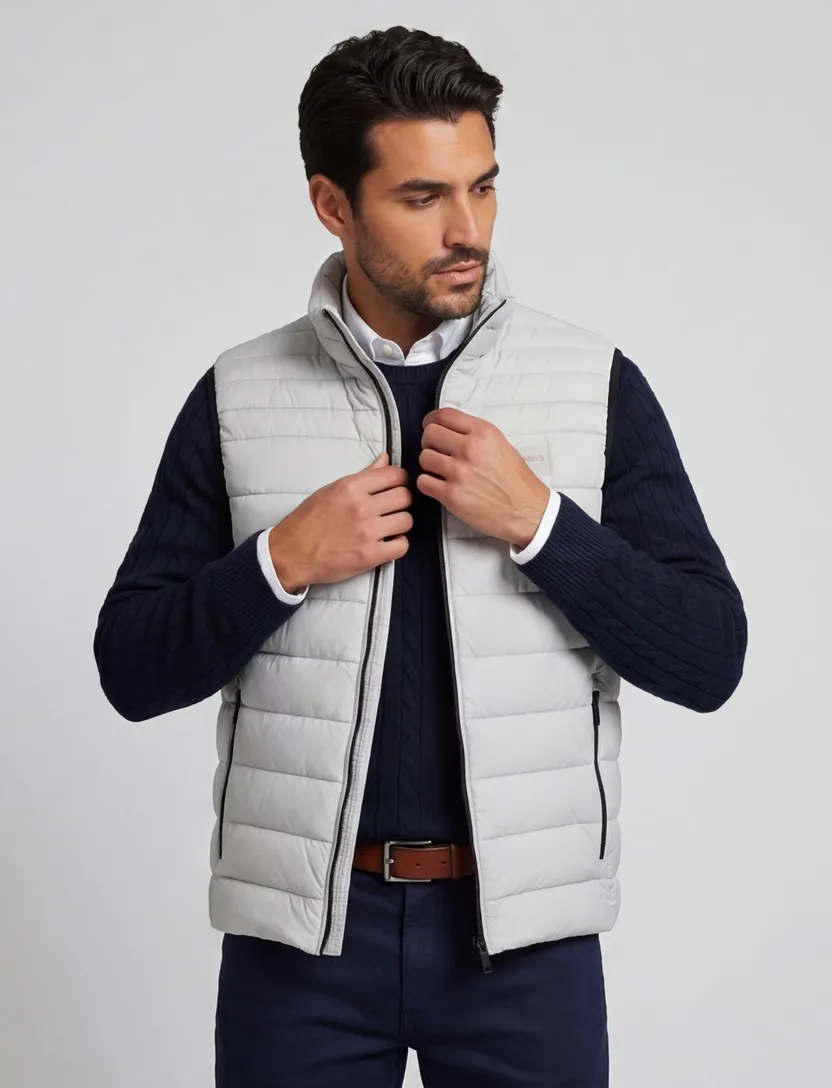 Gewatteerde bodywarmer BOSS grijs effen