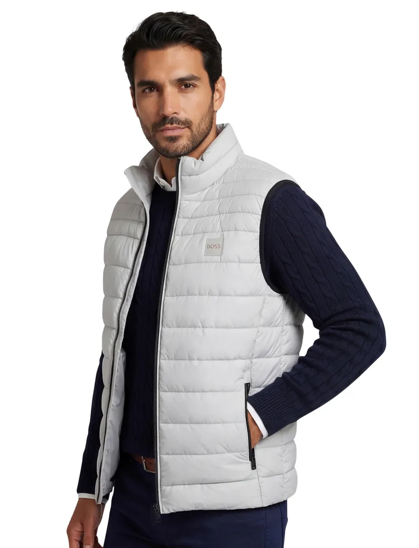 Gewatteerde bodywarmer BOSS grijs effen
