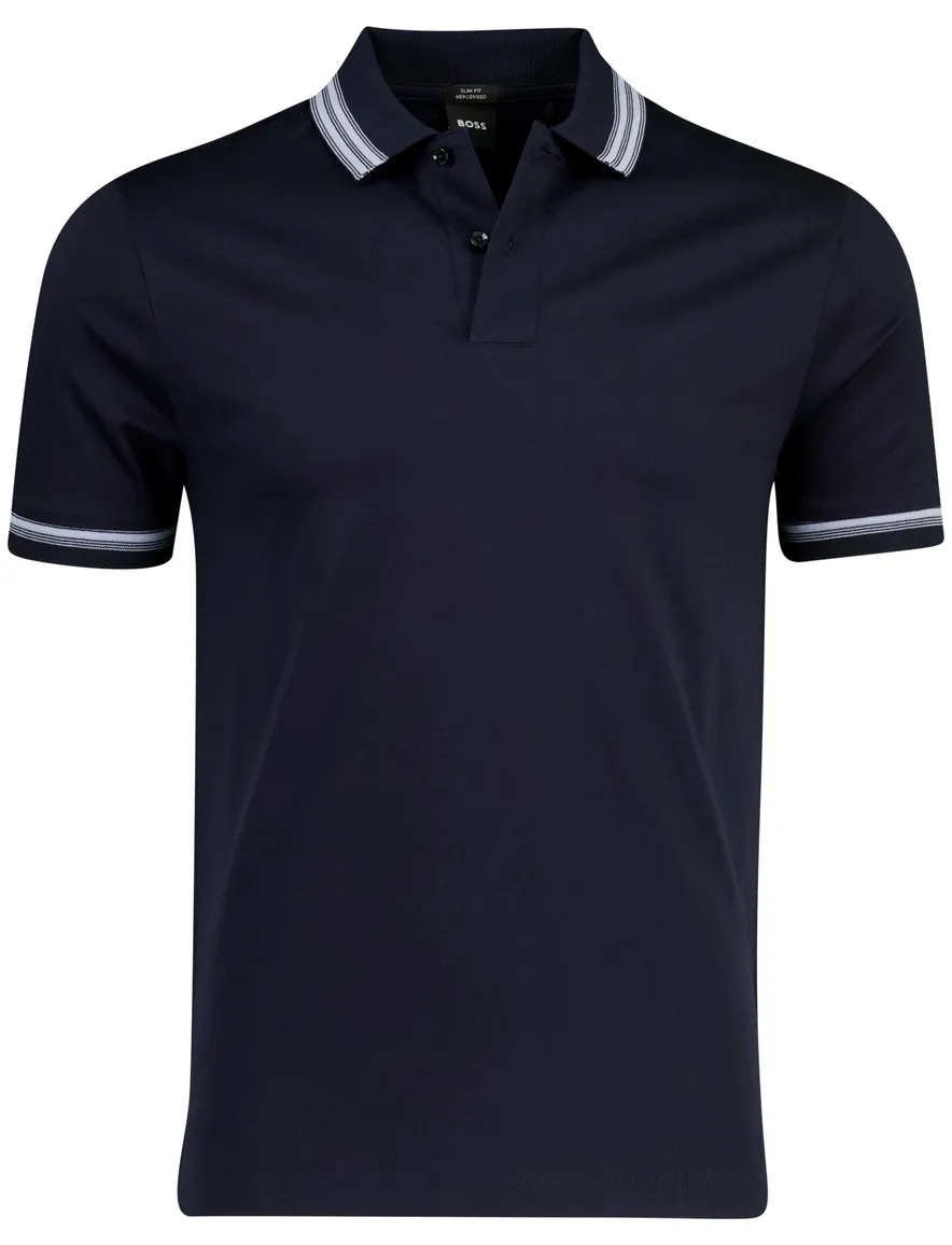 Poloshirt Boss Black H-Phillipson slim fit navy 2-knoops