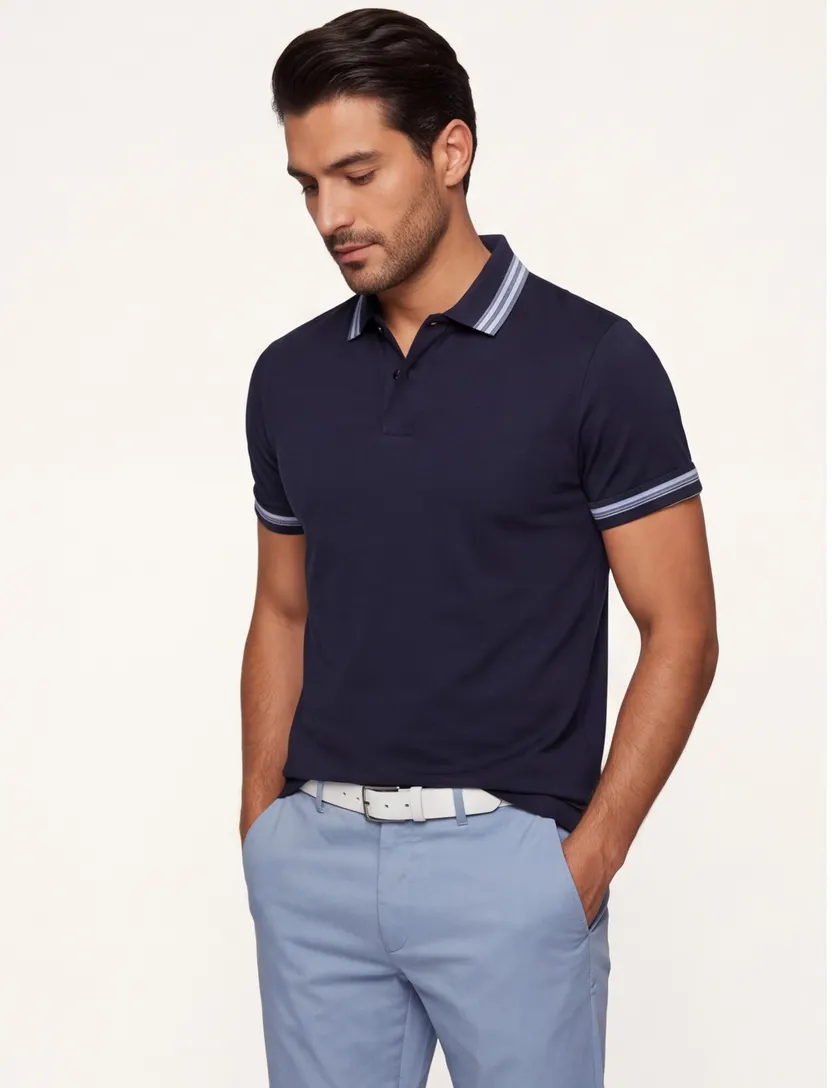 Navy poloshirt Boss Black H-Phillipson slim fit jersey 2-knoops