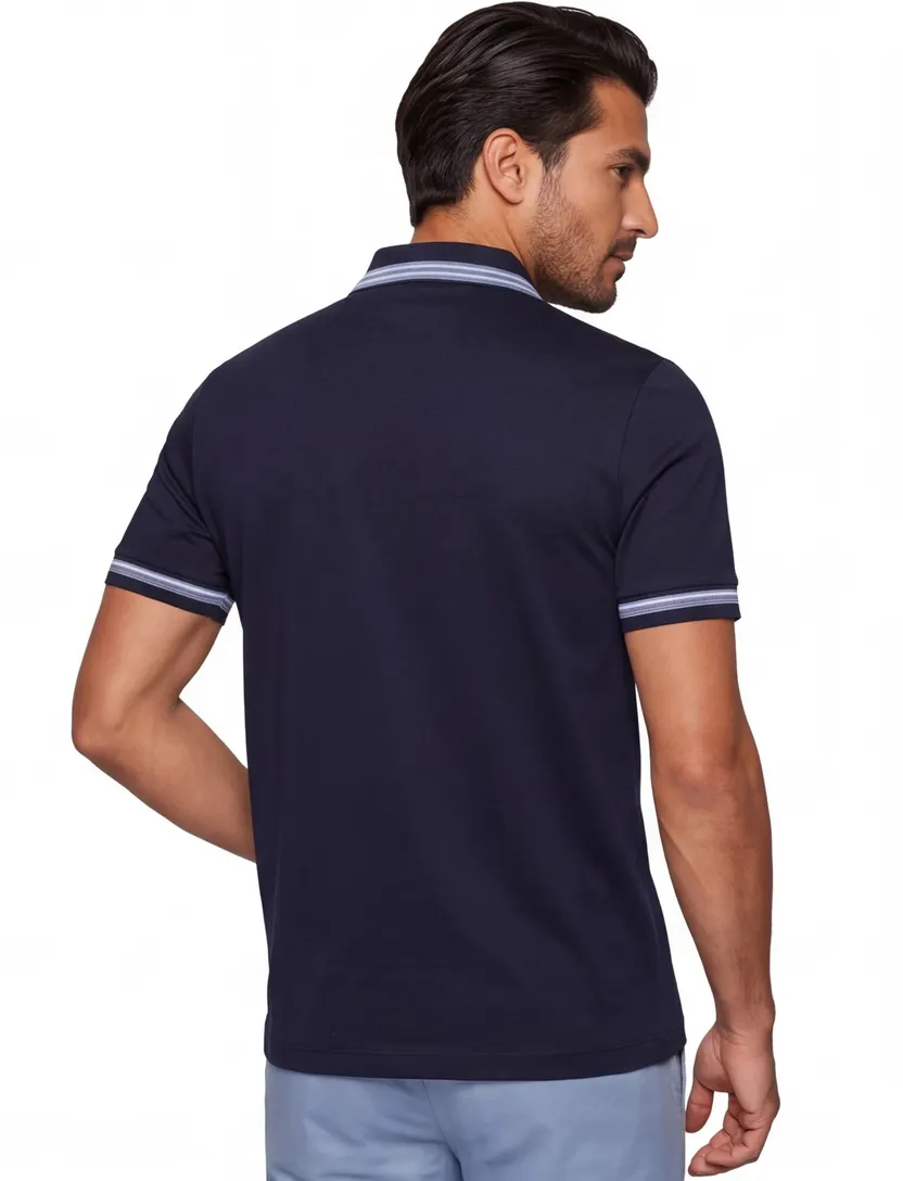 Navy poloshirt Boss Black H-Phillipson slim fit jersey 2-knoops
