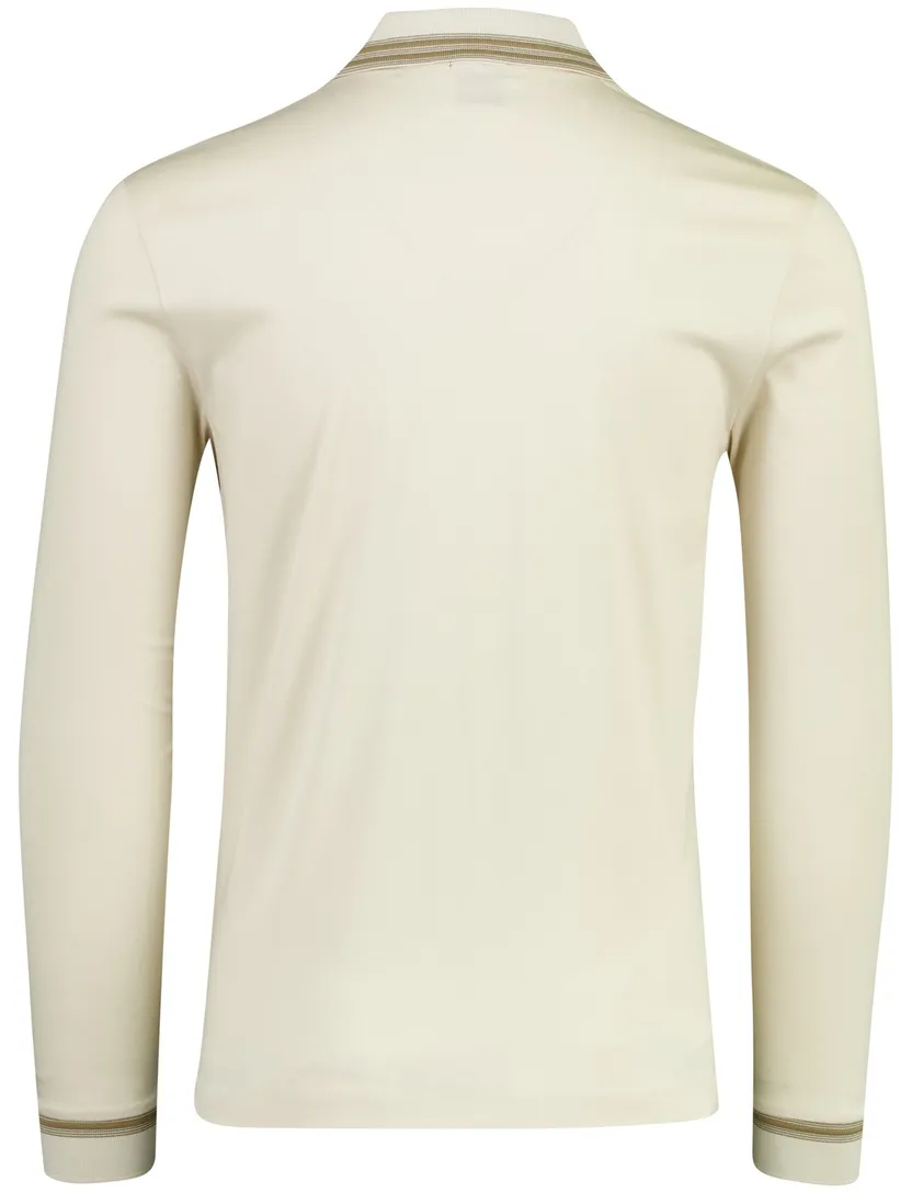 Creme lange mouw poloshirt 2-knoops Boss Black Slim Fit