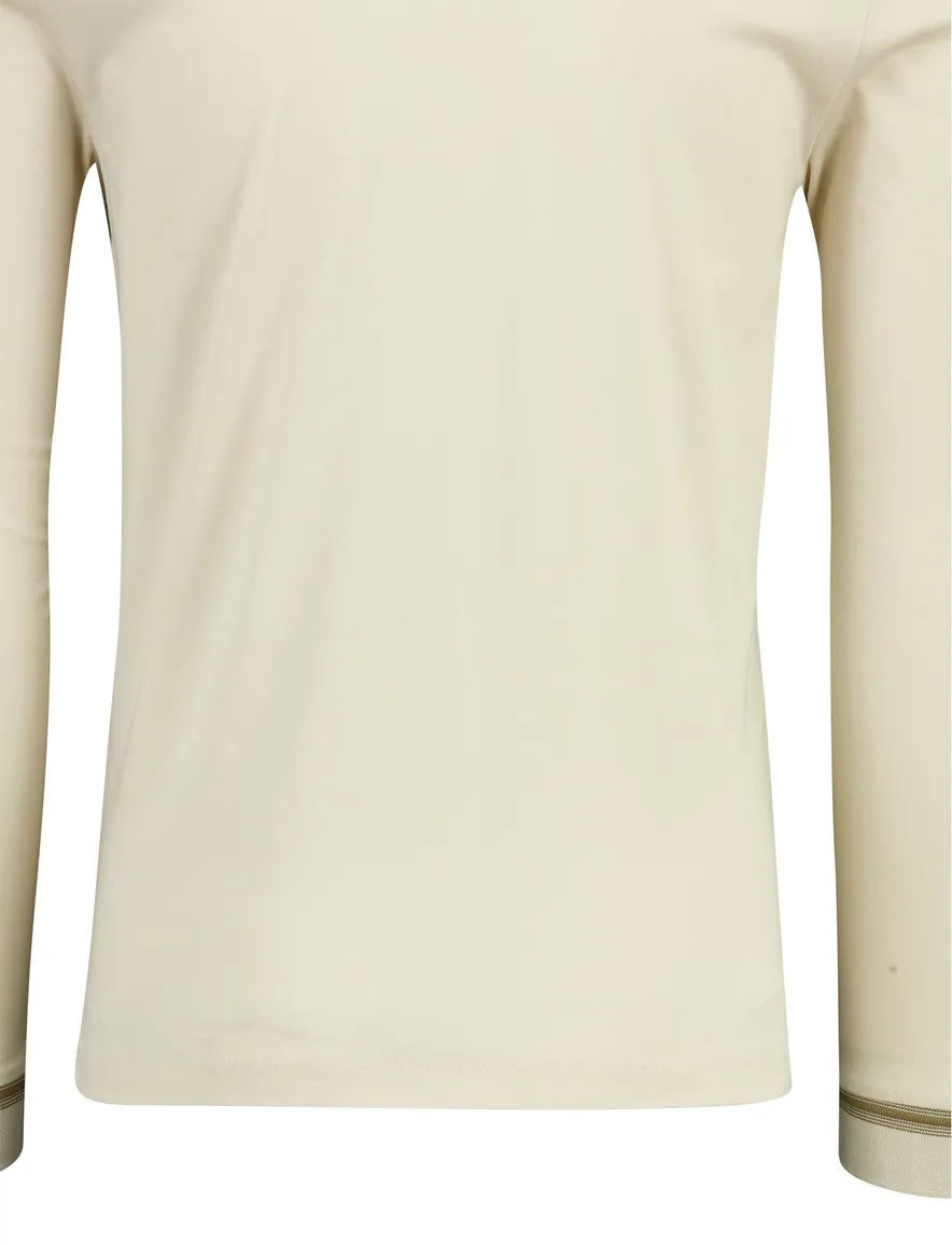 Poloshirt Boss Black H-pleins Slim Fit lange mouw creme 2-knoops