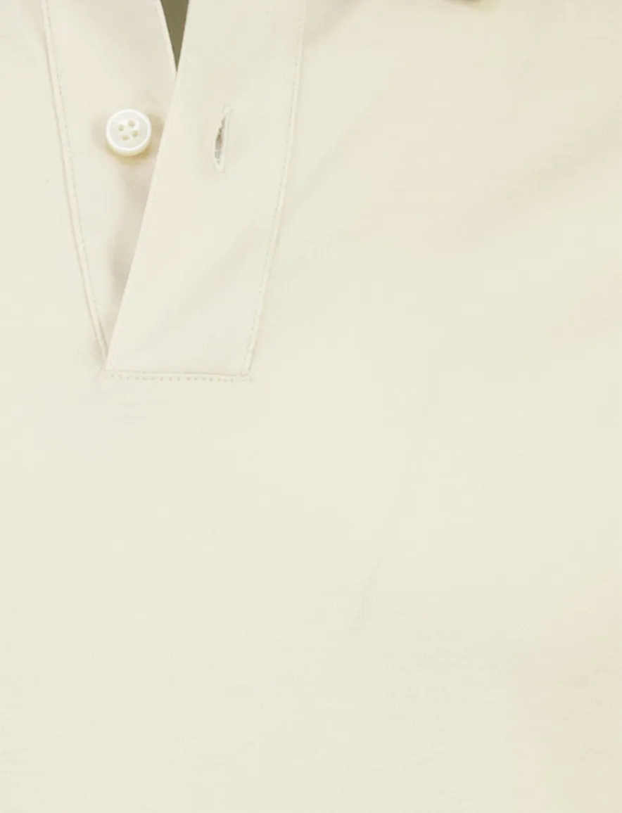 Poloshirt Boss Black H-pleins Slim Fit lange mouw creme 2-knoops