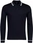 Poloshirt Boss Black H-pleins Slim Fit lange mouw navy 2-knoops