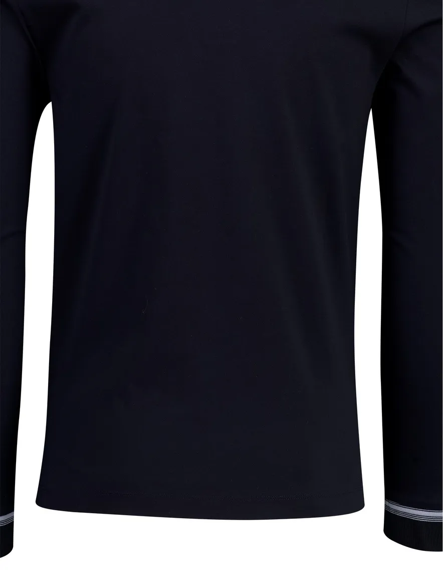 Poloshirt Boss Black H-pleins Slim Fit lange mouw navy 2-knoops