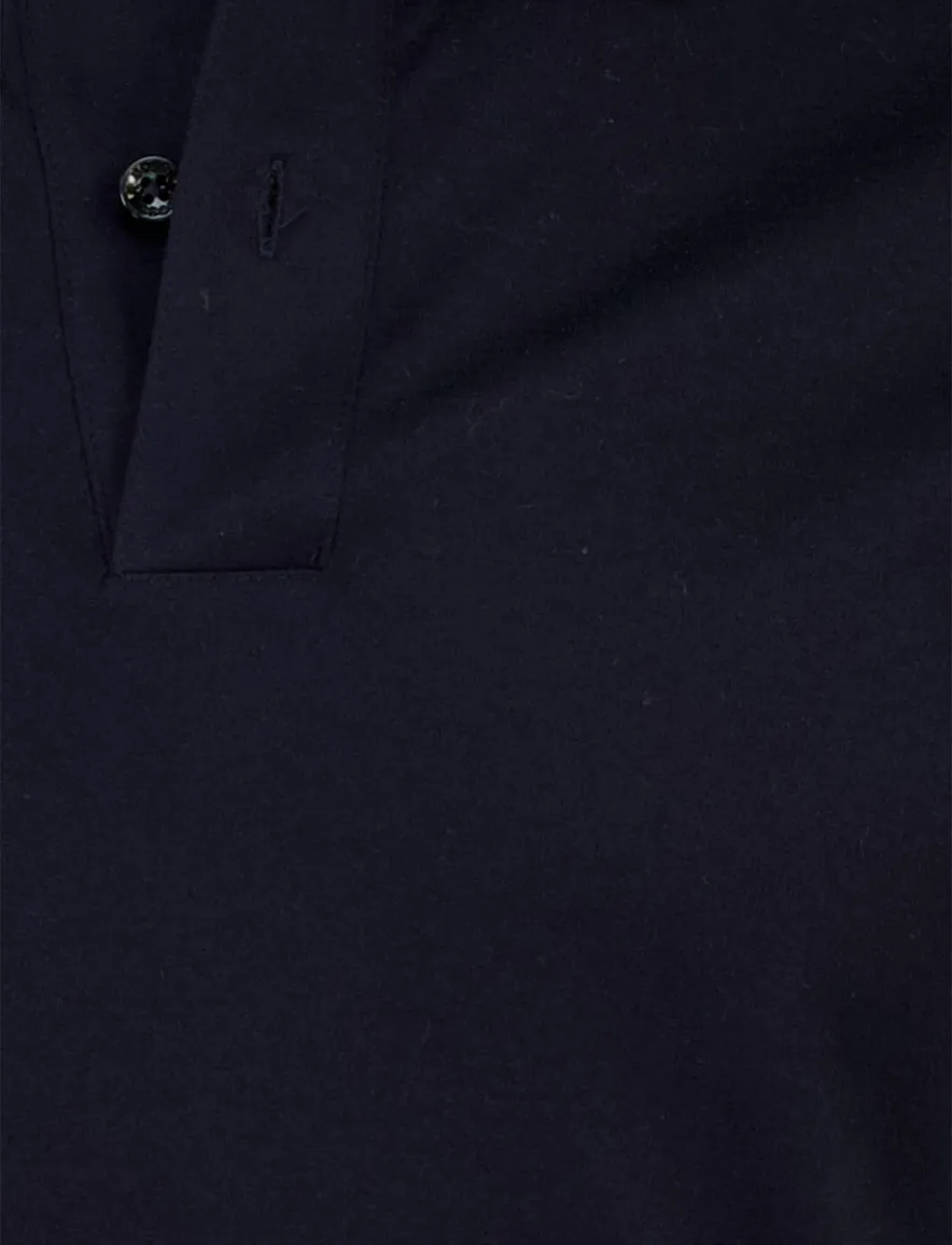 Poloshirt Boss Black H-pleins Slim Fit lange mouw navy 2-knoops