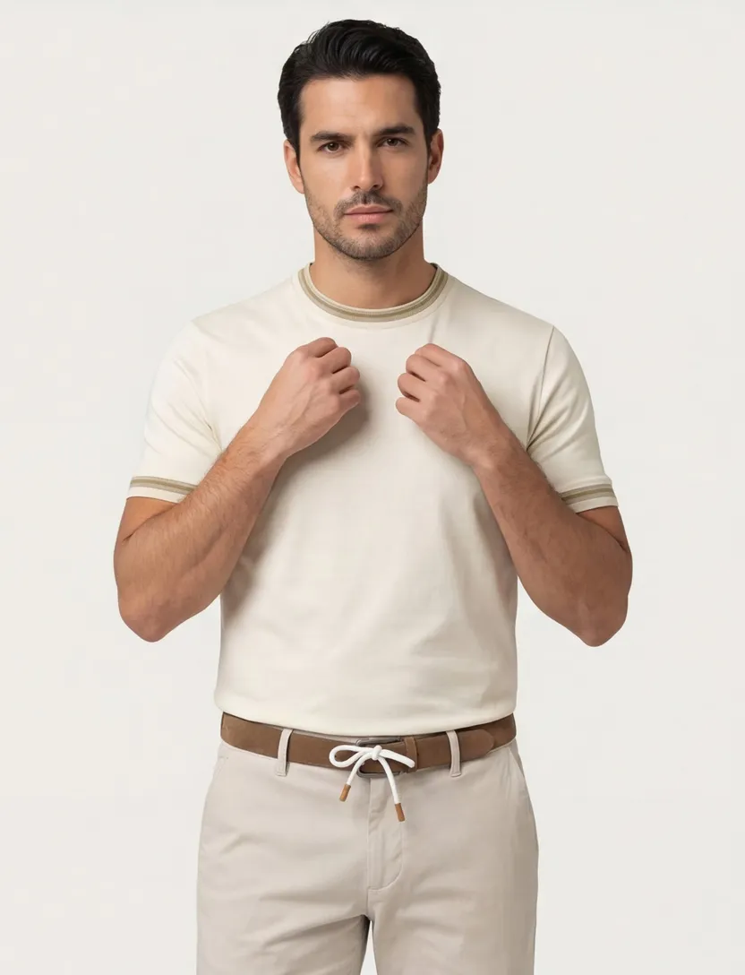 Beige katoenen ronde hals t-shirt Boss Black H-Tessler