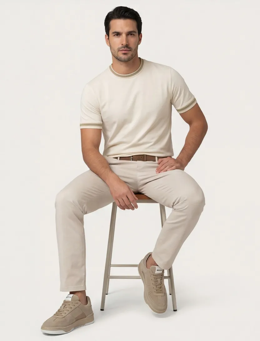 Beige katoenen ronde hals t-shirt Boss Black H-Tessler