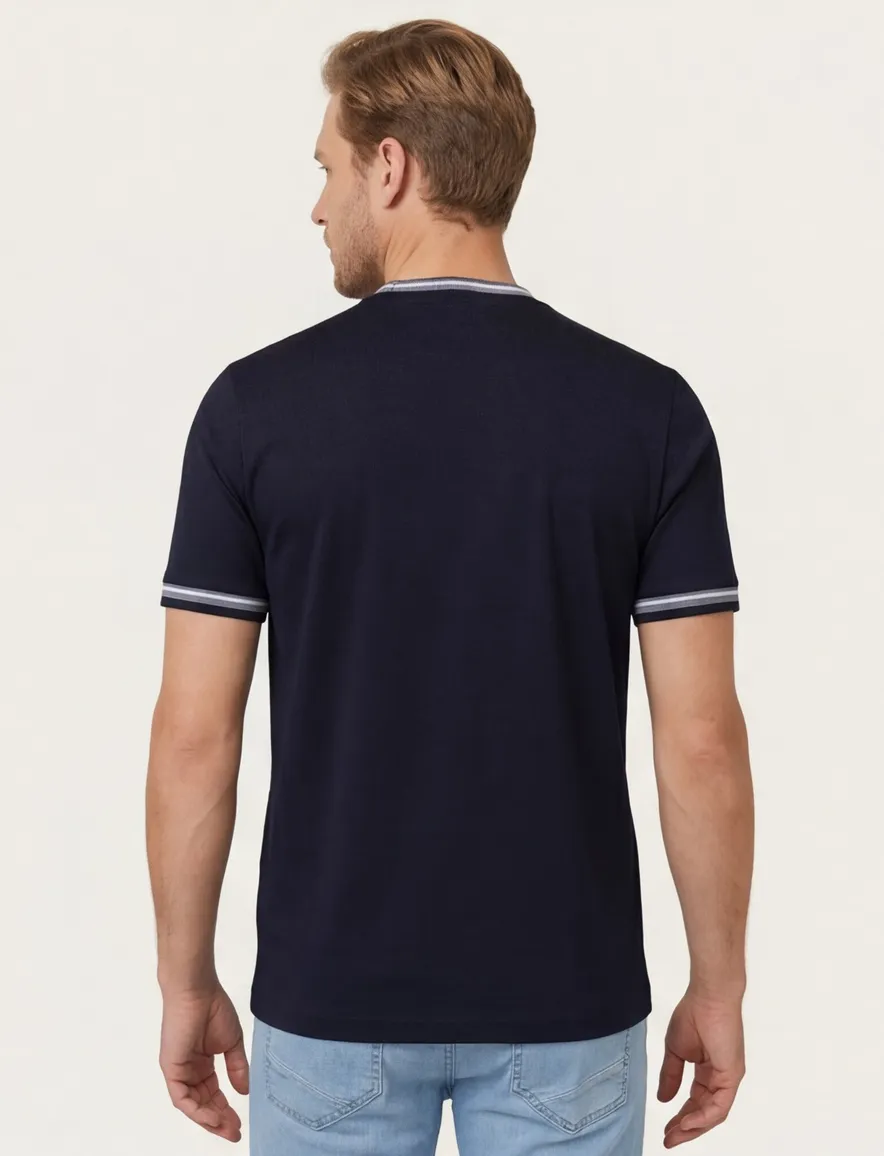 T-shirt Boss Black H-Tessler ronde hals navy katoen