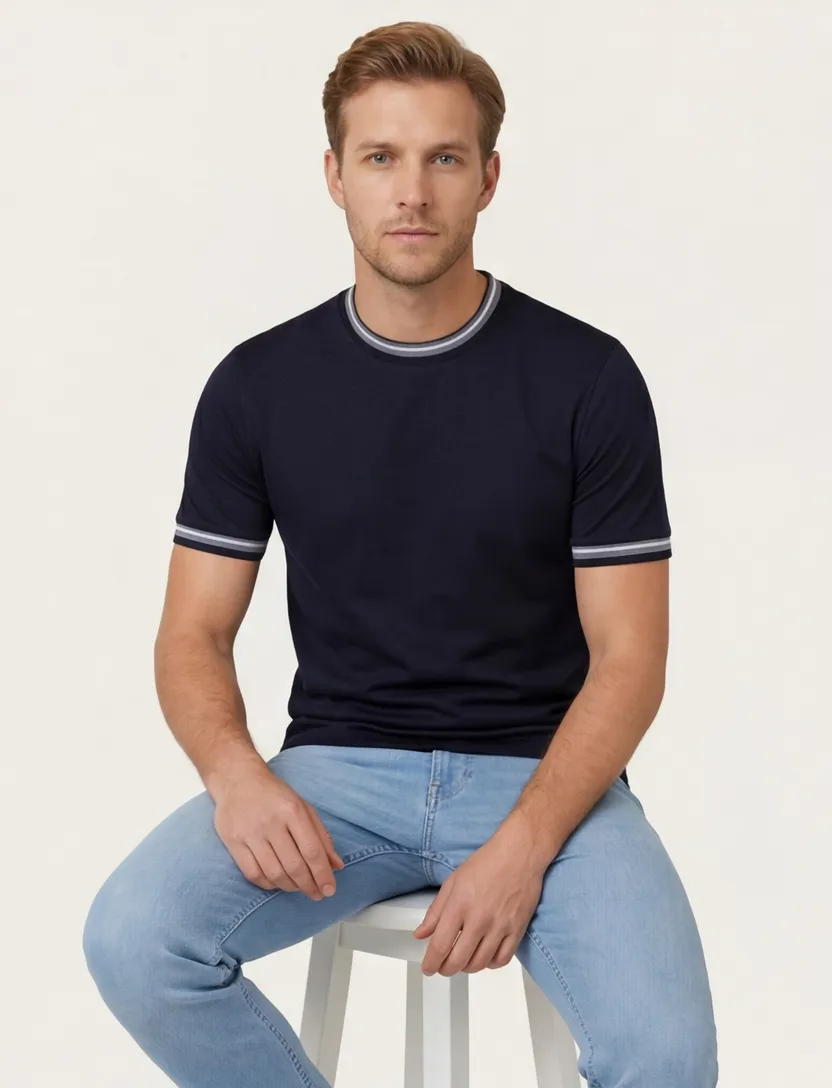 Navy katoenen ronde hals t-shirt Boss Black H-Tessler