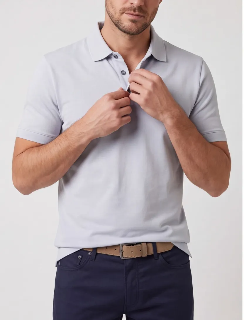 Lichtblauw poloshirt Boss Black H-pack korte mouw pique 3-knoops
