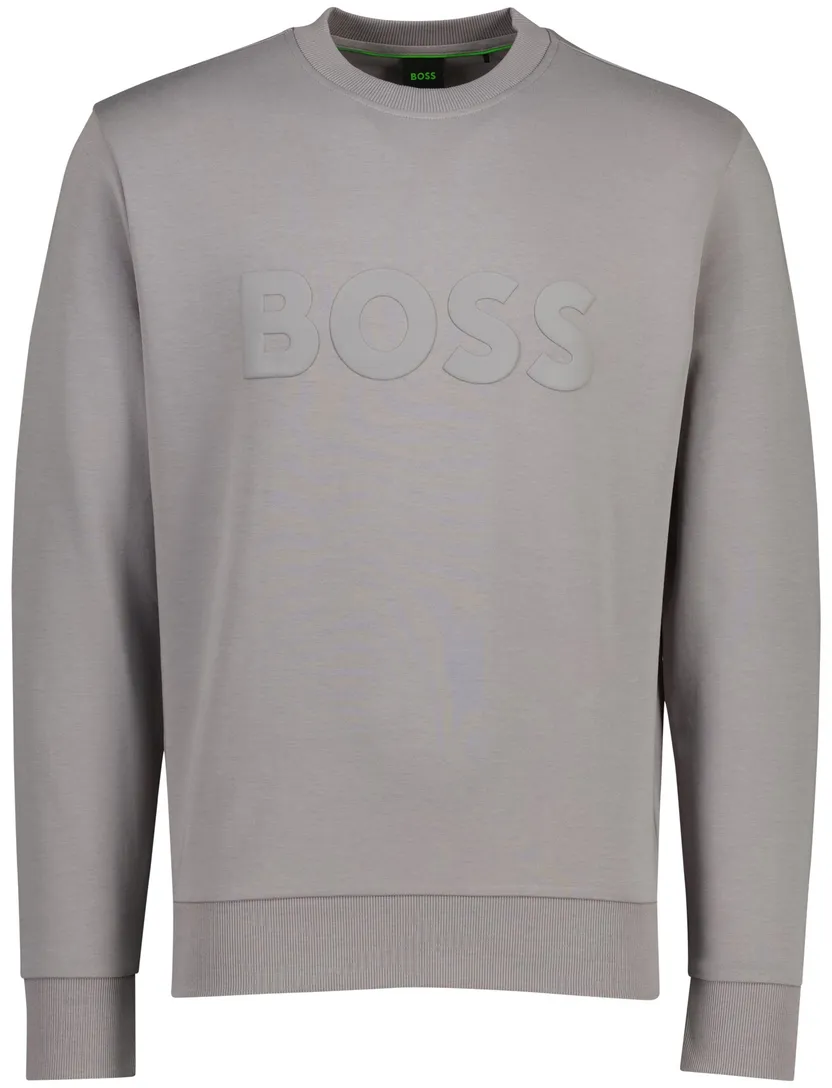 Sweater Boss Green Salbo grijs logo opdruk