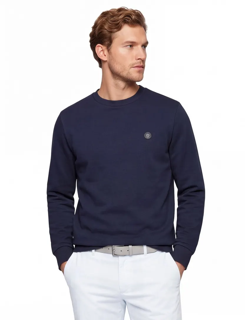 BOSS Black trui donkerblauw ronde hals