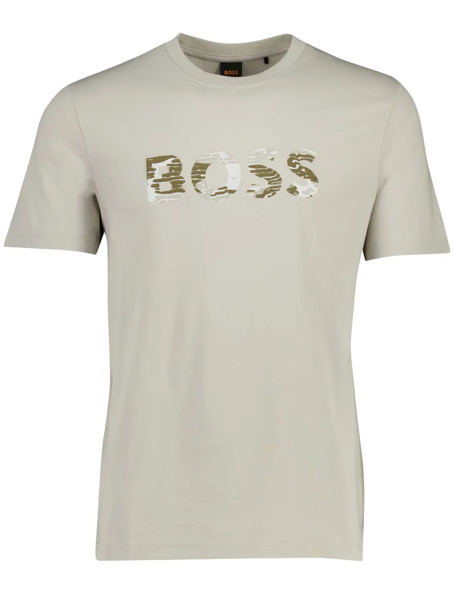 Boss orange teinsignia t-shirt met opdruk beige