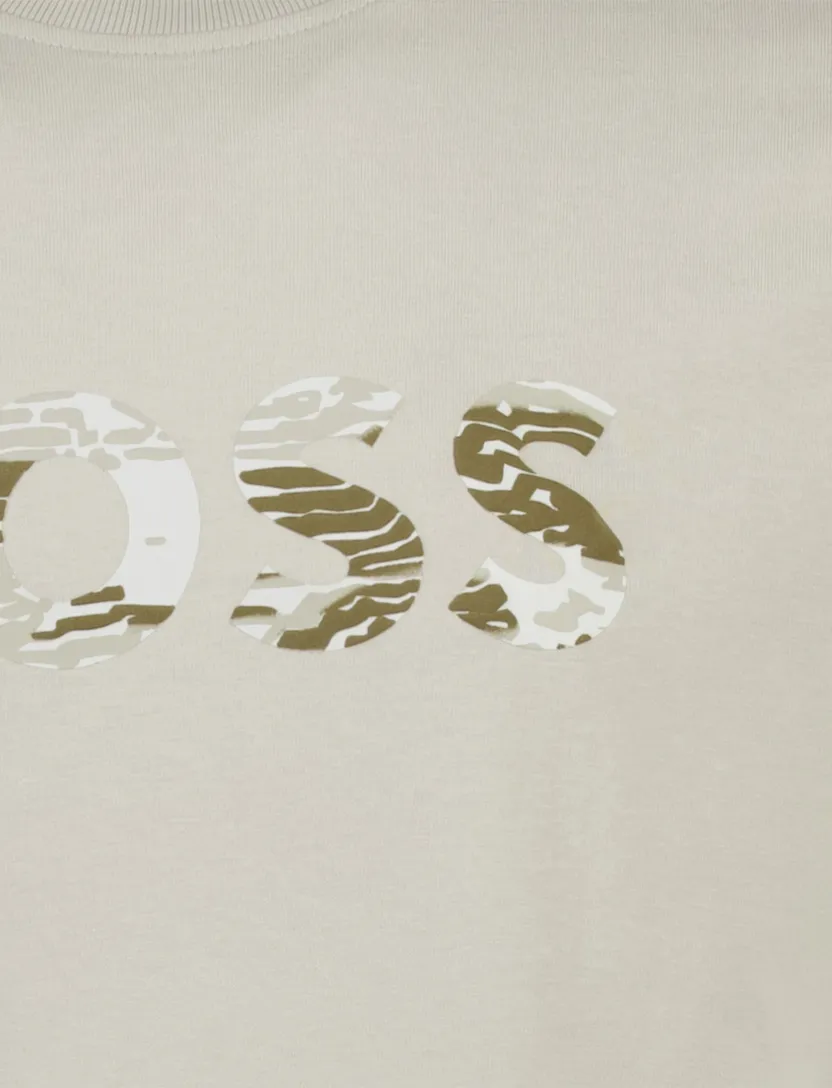 t-shirt beige Boss Orange Teinsignia opdruk