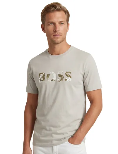 Hugo Boss Boss orange teinsignia t-shirt met opdruk beige