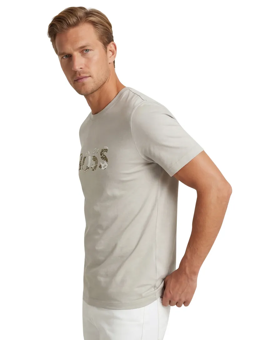 t-shirt beige Boss Orange Teinsignia opdruk
