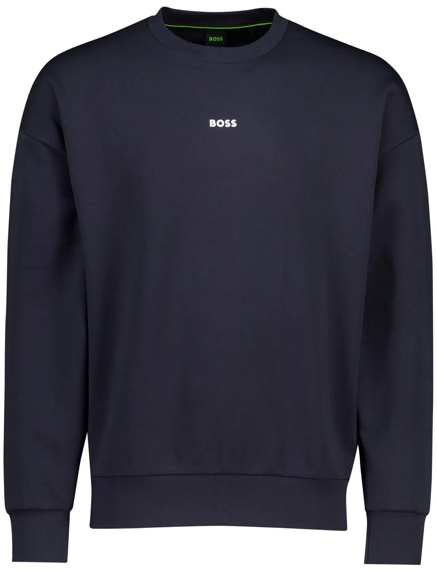 BOSS Green trui donkerblauw ronde hals