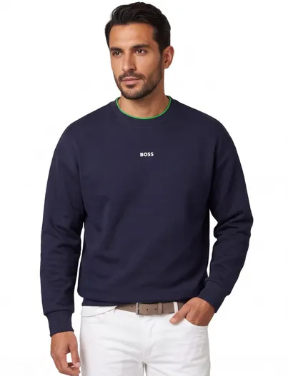Hugo Boss BOSS Green trui navy ronde hals katoen