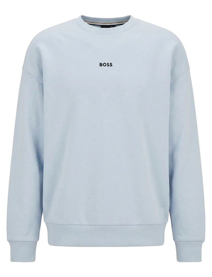 Lichtblauw sweater BOSS Green Stenson oversized fit effen