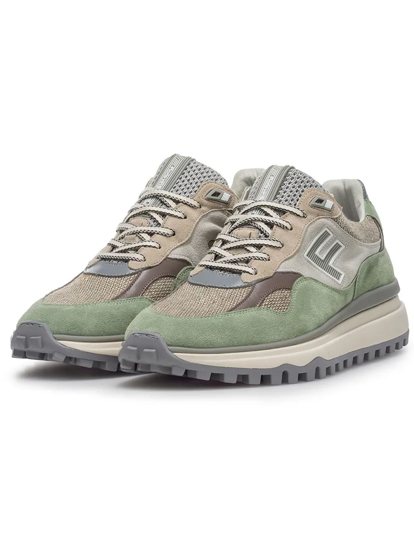 Sportieve Van Bommel sneaker groen textiel met print