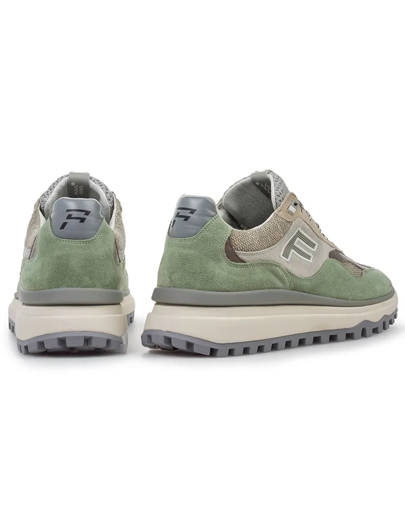 Sportieve Van Bommel sneaker groen textiel met print