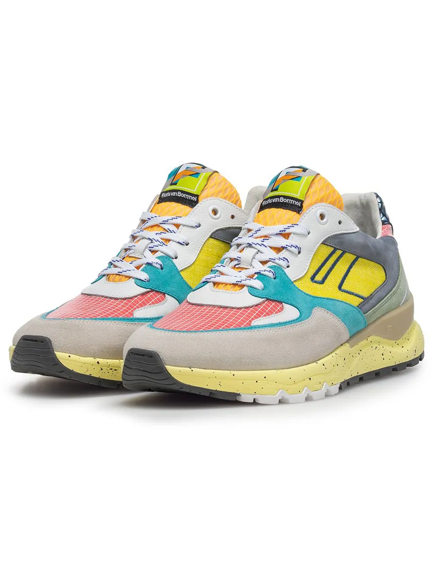 Sneaker Van Bommel geel multicolor textiel lichtgewicht zomermodel