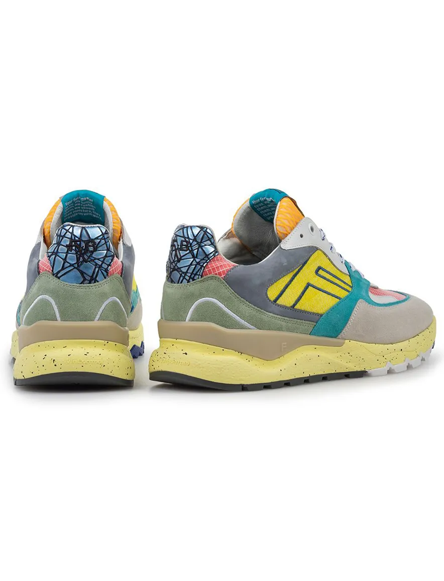 Sneaker Van Bommel geel multicolor textiel lichtgewicht zomermodel