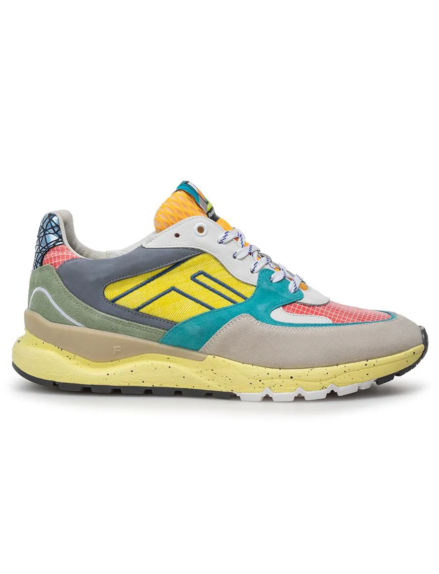 Sneaker Van Bommel geel multicolor textiel lichtgewicht zomermodel