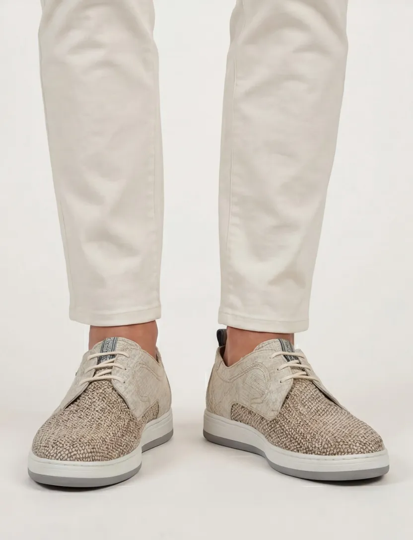 Veterschoenen Floris van Bommel beige effen leer