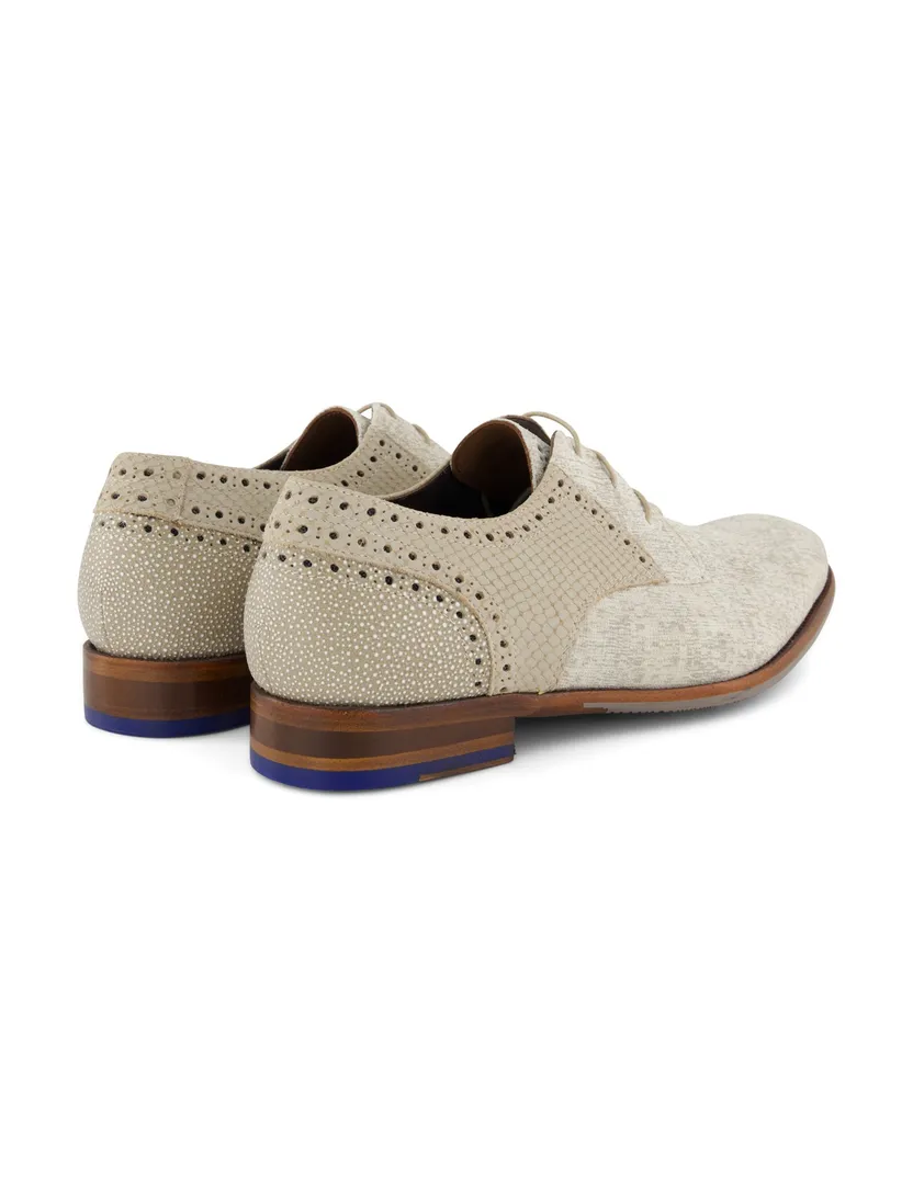 Veterschoenen Floris van Bommel beige effen leer