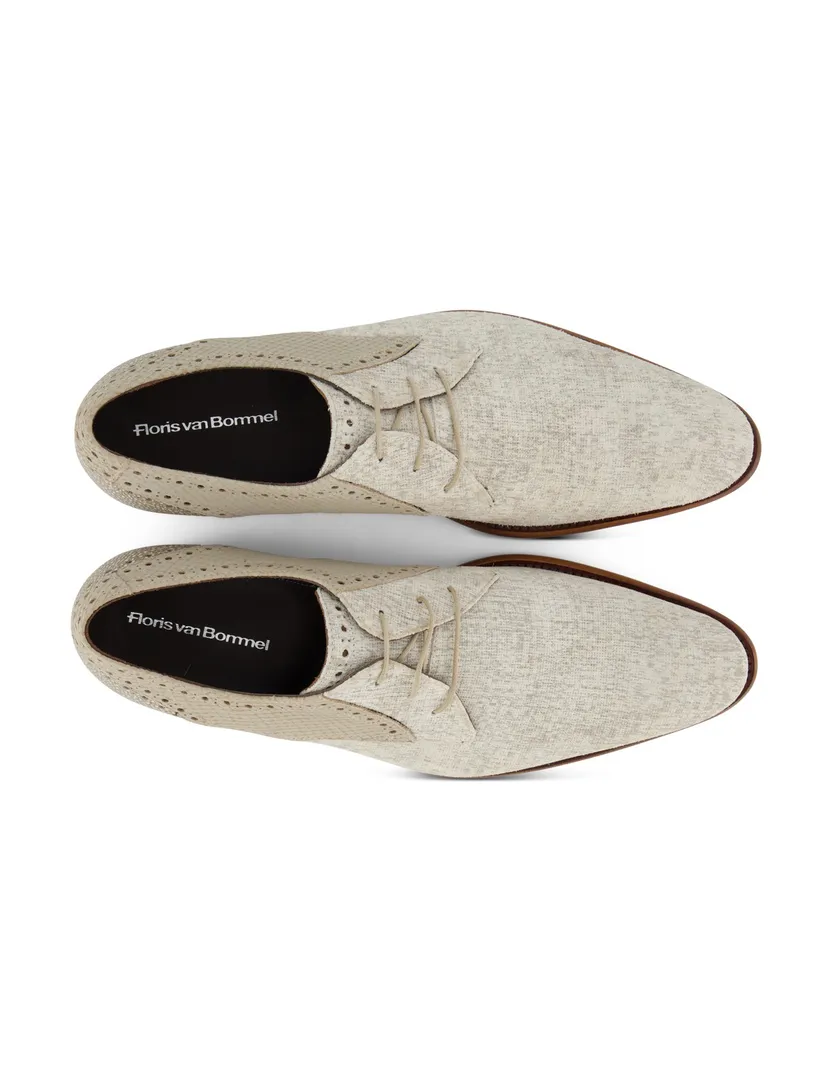 Veterschoenen Floris van Bommel beige effen leer