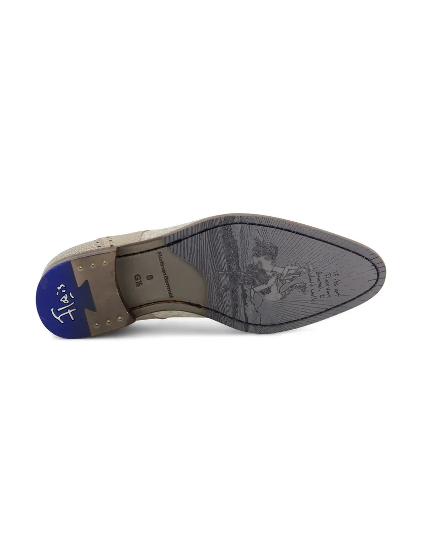 Veterschoenen Floris van Bommel beige effen leer