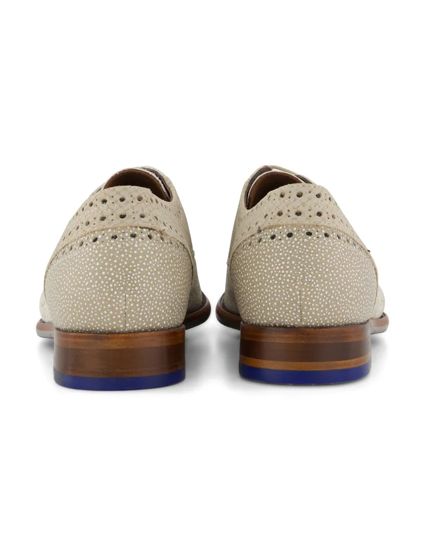 Veterschoenen Floris van Bommel beige effen leer