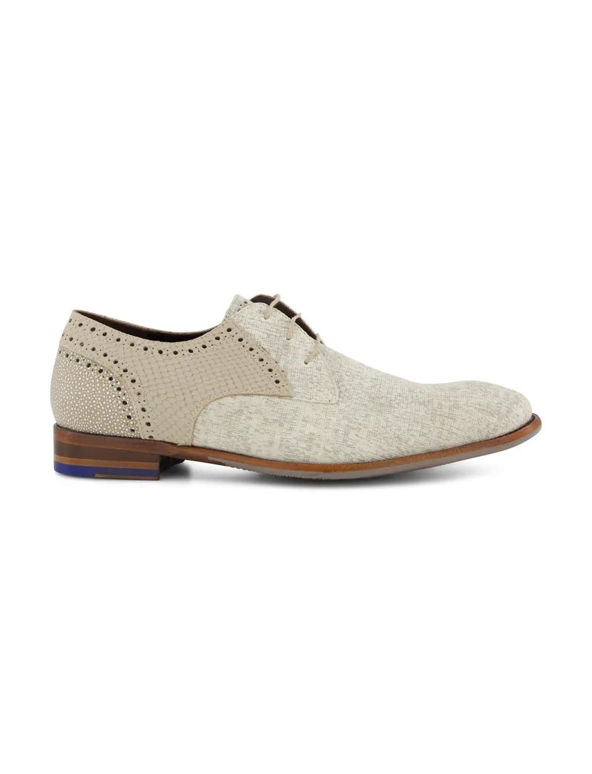 Veterschoenen Floris van Bommel beige effen leer