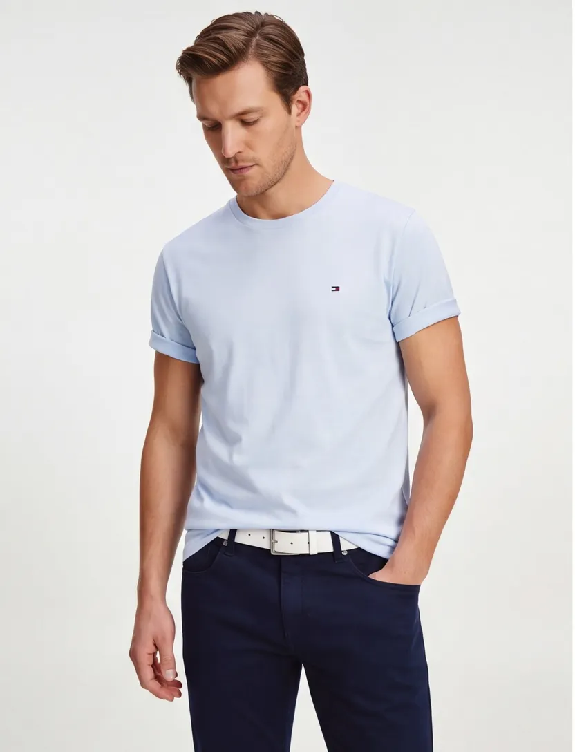 T-shirt Tommy Hilfiger Big & Tall korte mouw lichtblauw