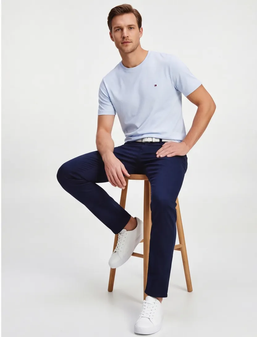 T-shirt Tommy Hilfiger Big & Tall korte mouw lichtblauw