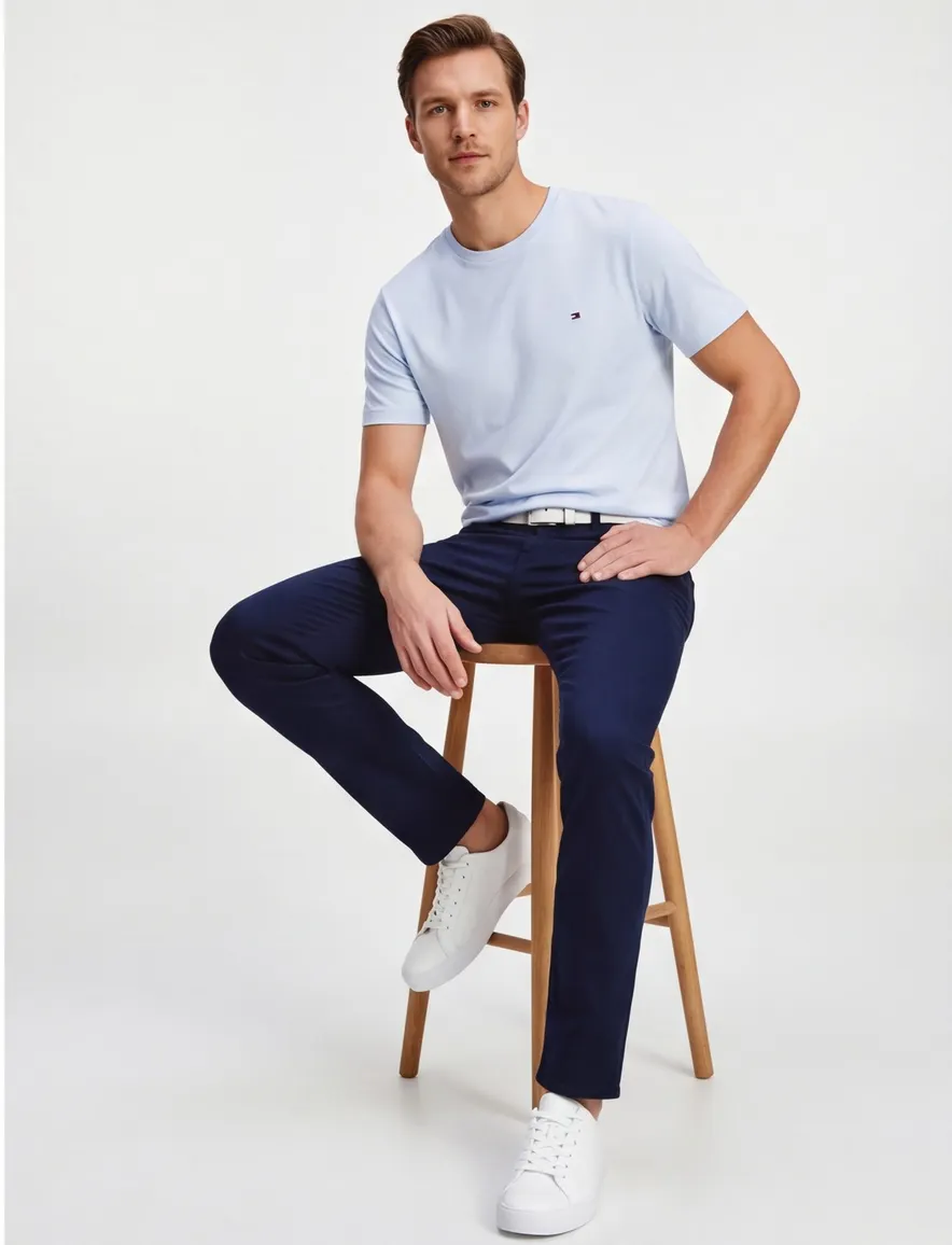Tommy Hilfiger Big & Tall lichtblauw T-shirt korte mouw