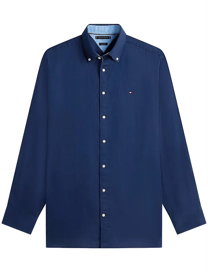 Tommy hilfiger big & tall overhemd donkerblauw button down boord