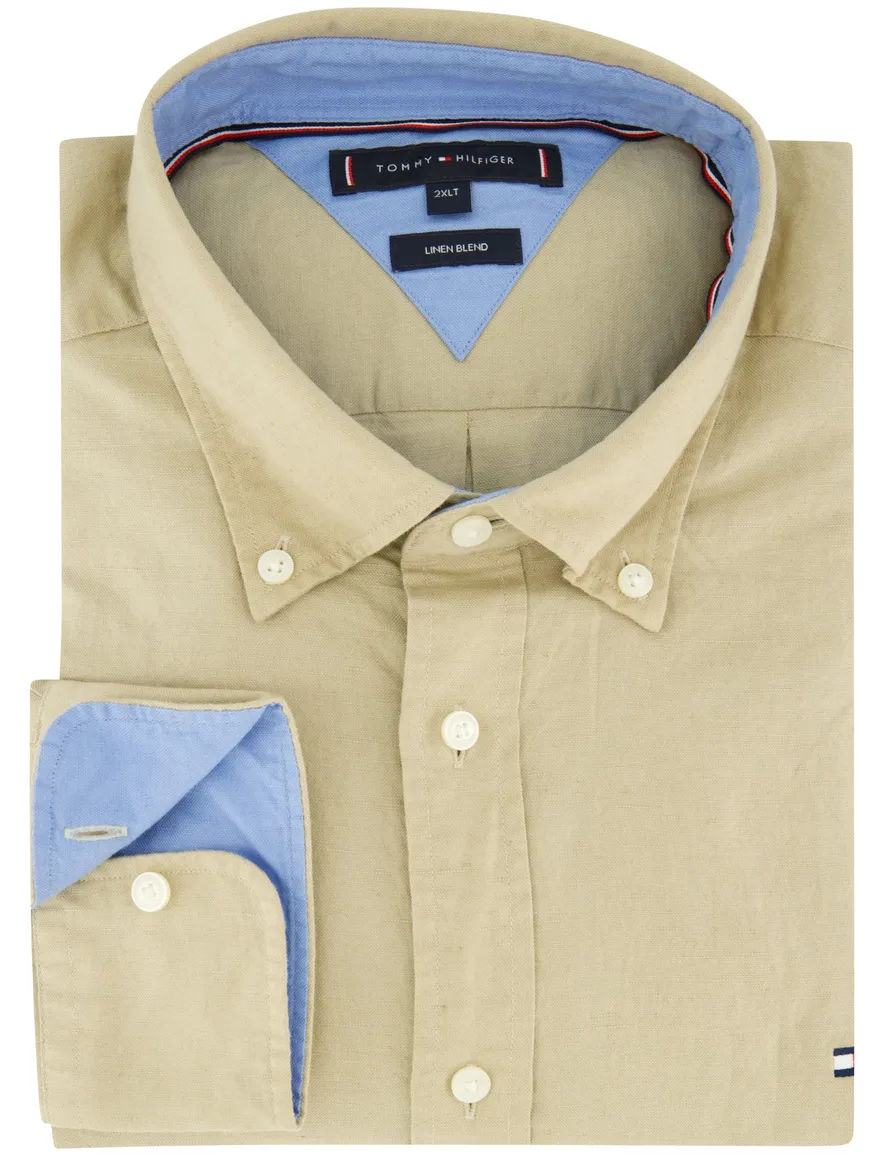 Tommy Hilfiger overhemd beige katoen