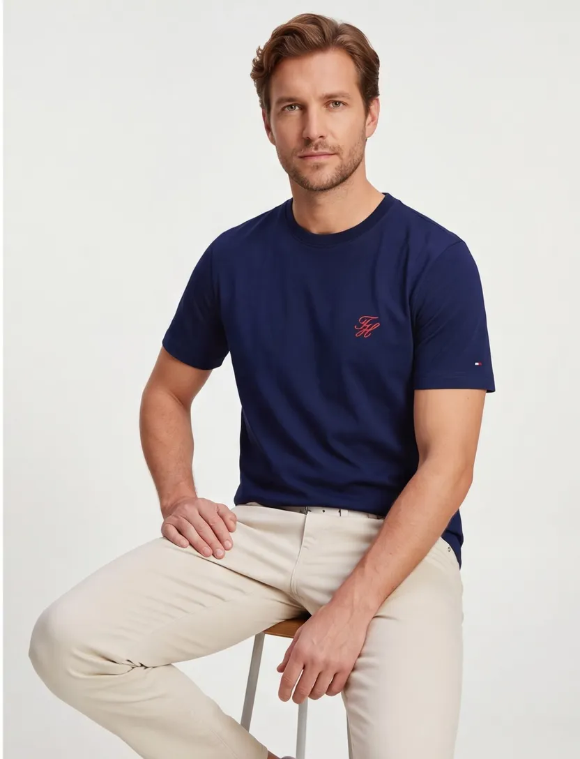 T-shirt Tommy Hilfiger Big & Tall korte mouw donkerblauw