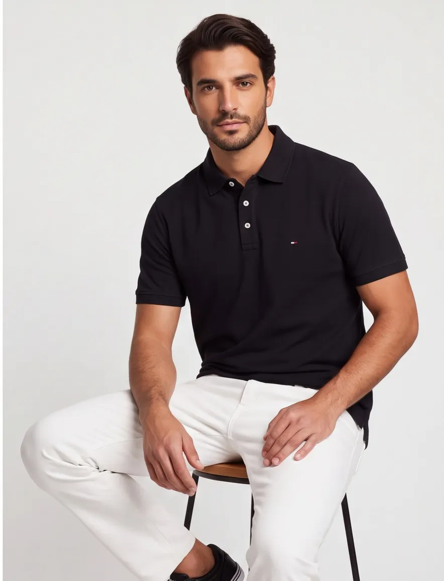 Tommy Hilfiger Plus 1985 piqué polo zwart