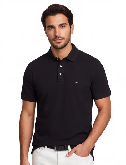 Tommy Hilfiger Poloshirt Tommy hilfiger big & tall zwart pique