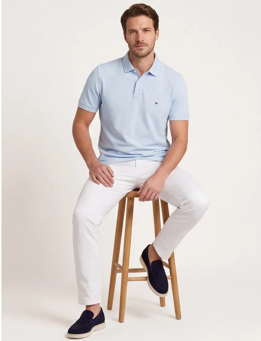 Tommy Hilfiger Plus 1985 piqué polo lichtblauw