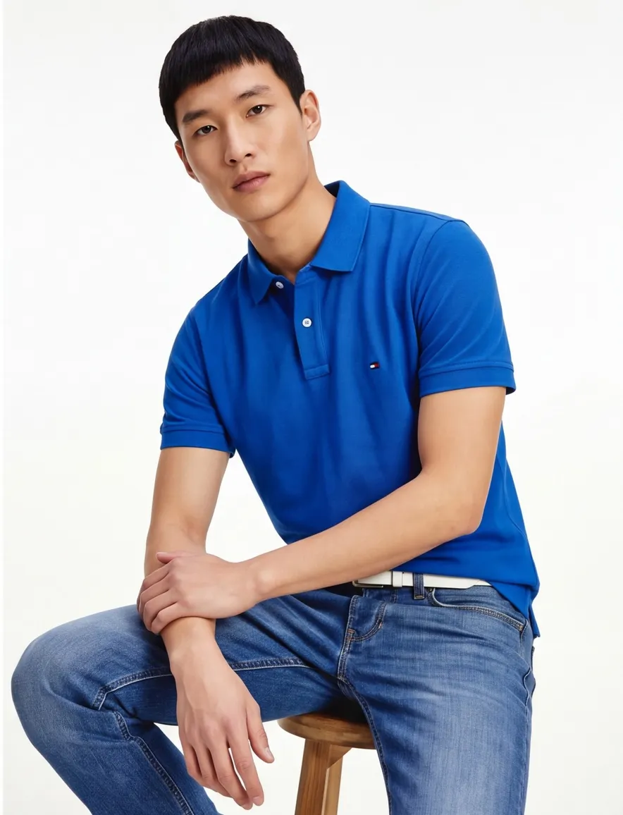 Tommy Hilfiger Plus 1985 piqué polo blauw