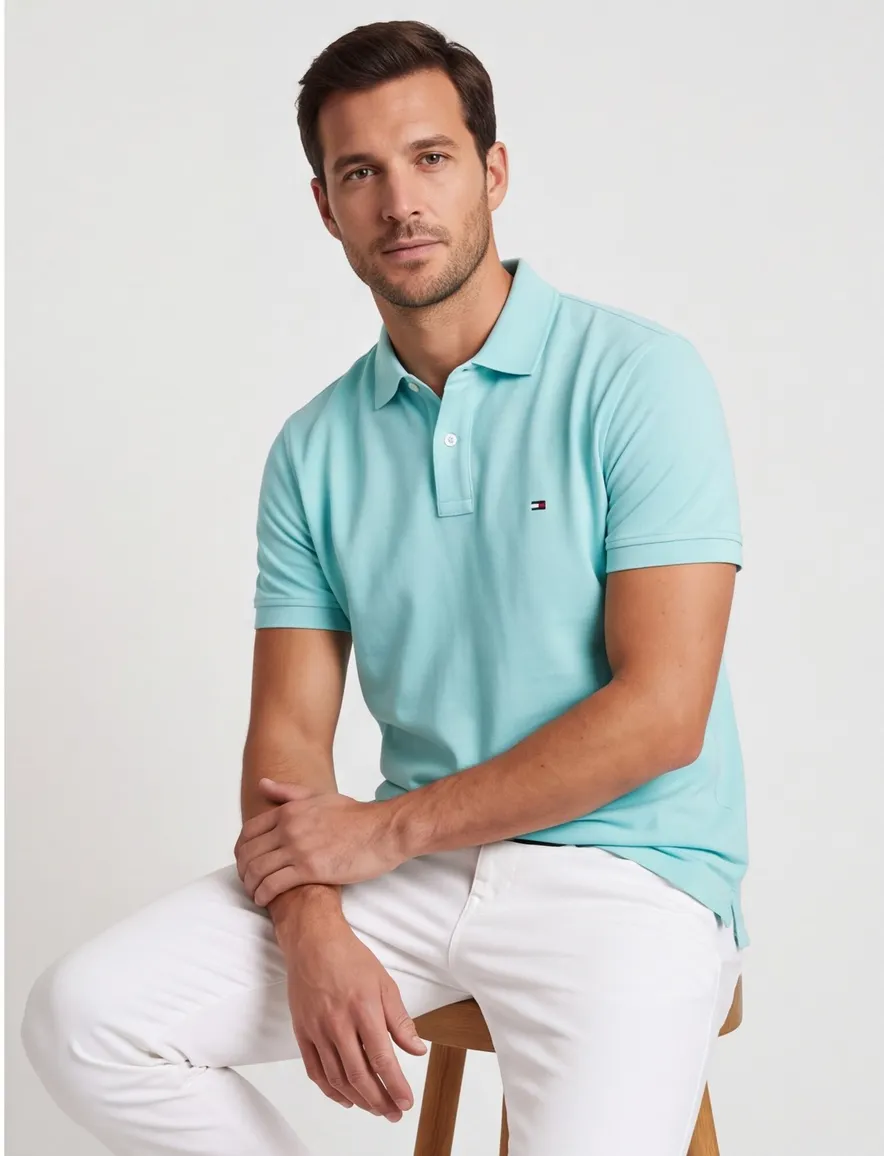 Tommy Hilfiger Plus 1985 piqué polo aqua